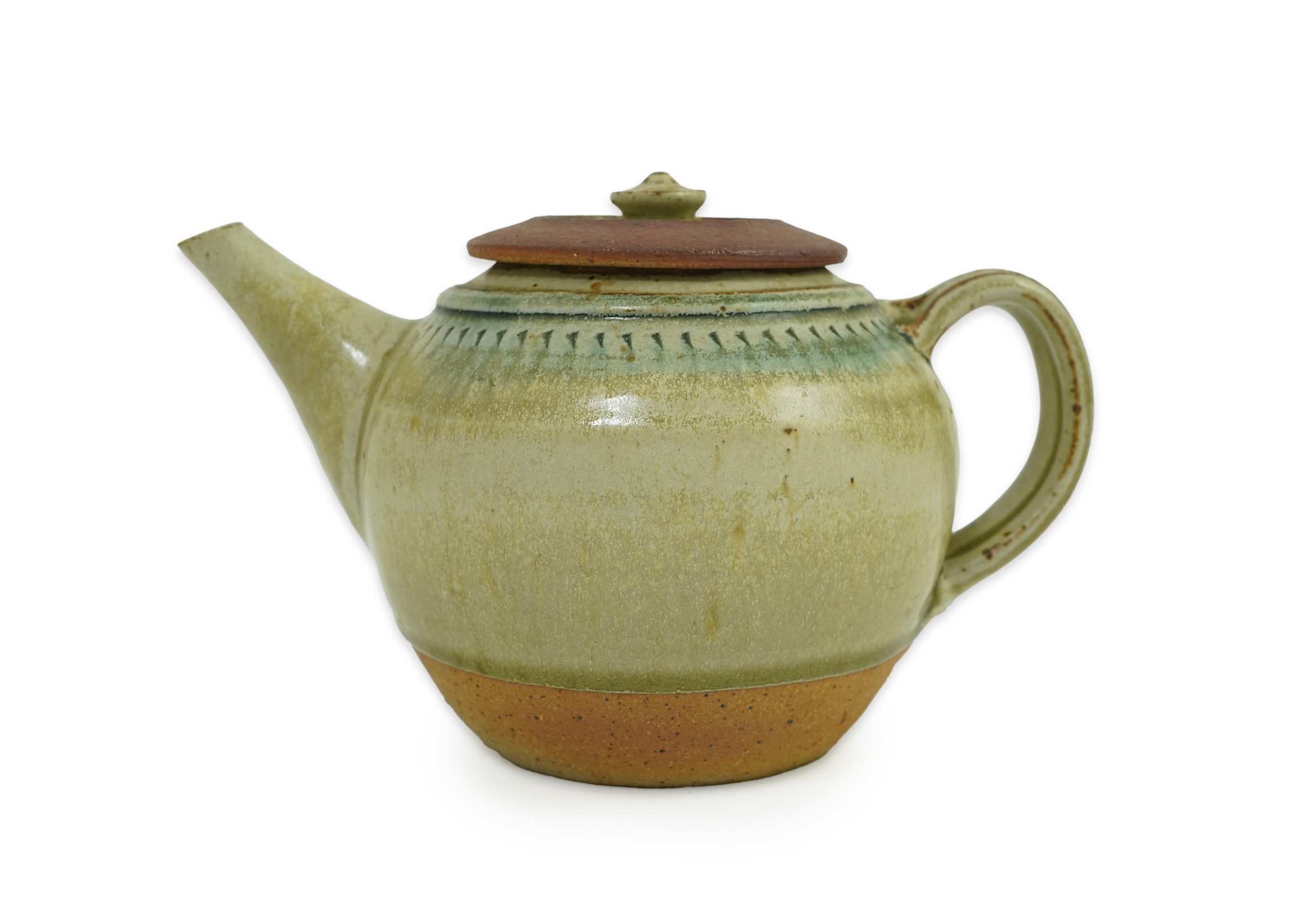 Richard Batterham (1936-2021): A stoneware 'Melon' teapot and cover